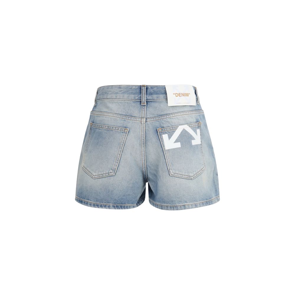 Off-White Blaue Baumwoll-Bermudashorts