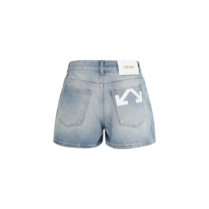 Off-White Blaue Baumwoll-Bermudashorts