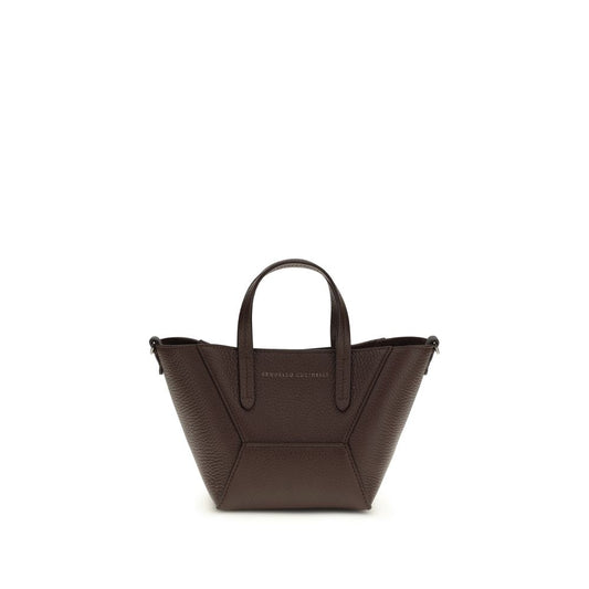 Brunello Cucinelli Schultertasche Bos Taurus aus bordeauxrotem Kalbsleder