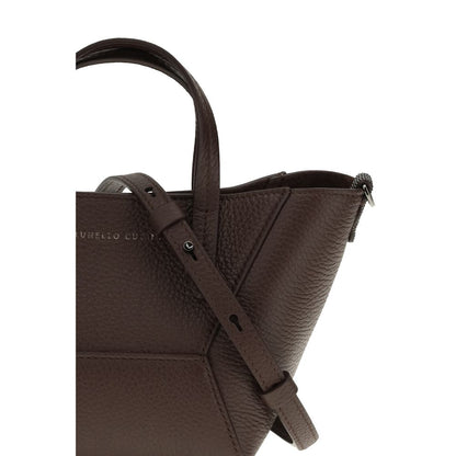 Brunello Cucinelli Schultertasche Bos Taurus aus bordeauxrotem Kalbsleder
