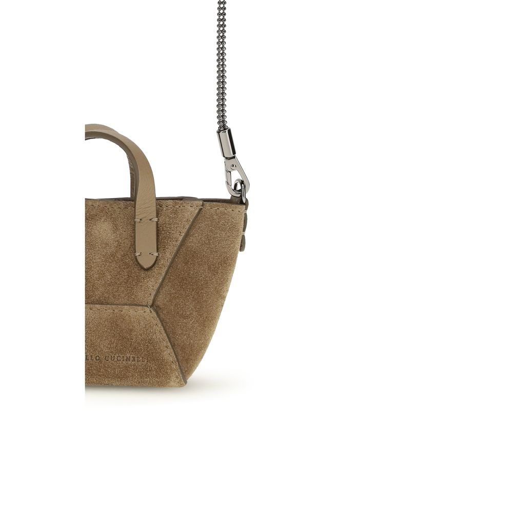 Brunello Cucinelli Braune Kalbsleder Bos Taurus Schultertasche