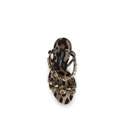 Dolce & Gabbana Braune Stoff-Stiletto-Sandalen