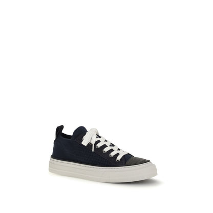 Brunello Cucinelli Blaue Low-Top-Sneaker aus Baumwolle