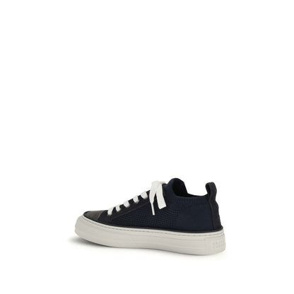 Brunello Cucinelli Blaue Low-Top-Sneaker aus Baumwolle