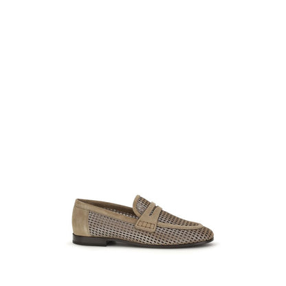 Brunello Cucinelli Beige Kalbsleder Bos Taurus Slipper-Loafer