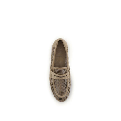 Brunello Cucinelli Beige Kalbsleder Bos Taurus Slipper-Loafer