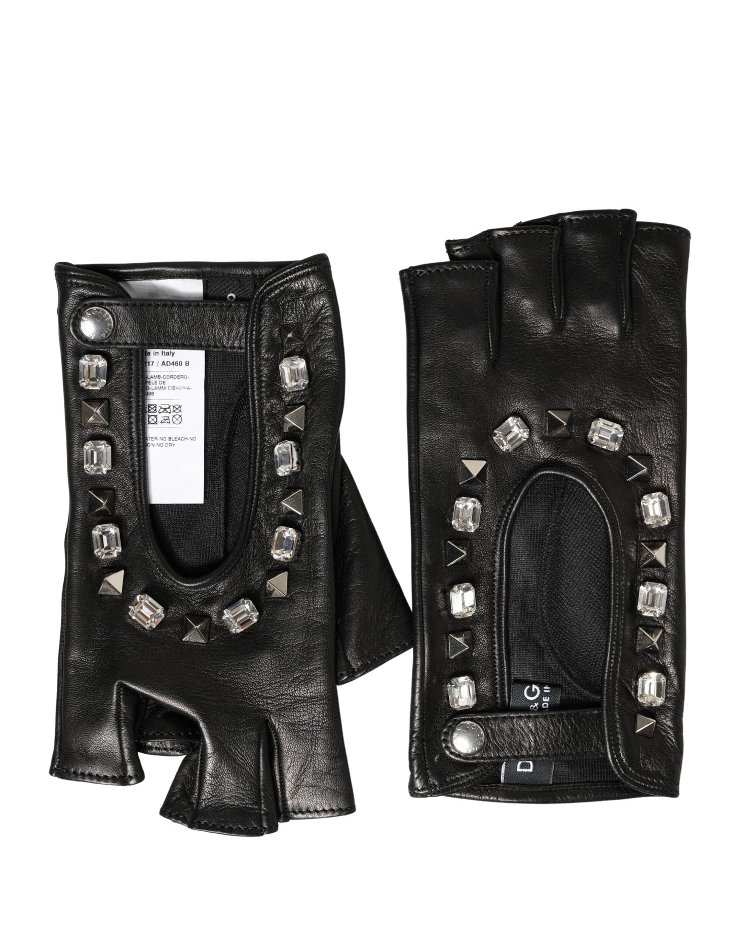 Dolce & Gabbana Damen-Fäustlinge Schwarz mit Verzierungen, Handgelenklänge