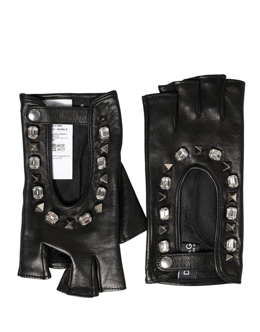 Dolce & Gabbana Black Embellished Women's Wrist-Length Mittens