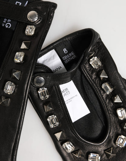 Dolce & Gabbana Damen-Fäustlinge Schwarz mit Verzierungen, Handgelenklänge