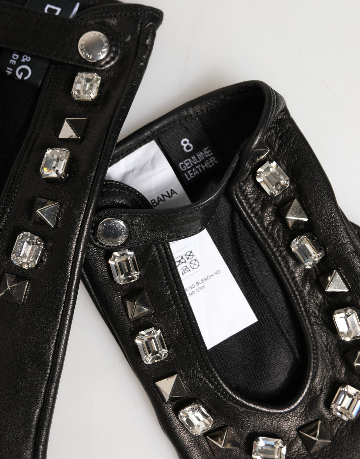 Dolce & Gabbana Muffole da donna nere decorate, lunghezza polso