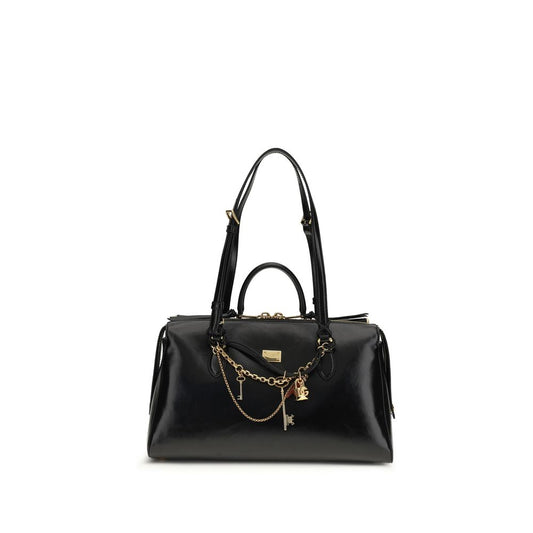Dolce & Gabbana Schwarze Bos Taurus Kalbsleder Schultertasche