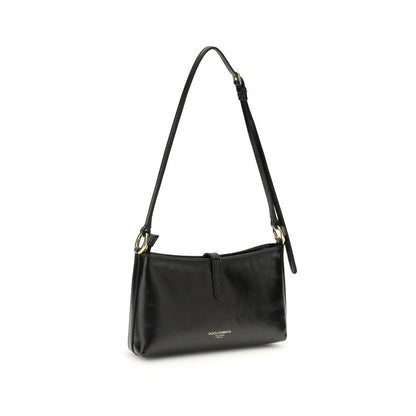 Dolce & Gabbana Schwarze Bos Taurus Kalbsleder Schultertasche