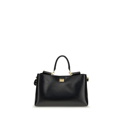 Dolce & Gabbana Schwarze Bos Taurus Kalbsleder Schultertasche