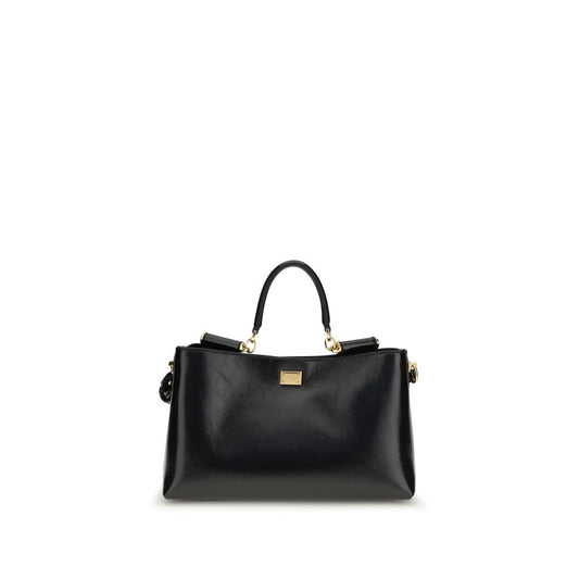 Dolce & Gabbana Schwarze Bos Taurus Kalbsleder Schultertasche