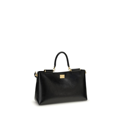 Dolce & Gabbana Schwarze Bos Taurus Kalbsleder Schultertasche