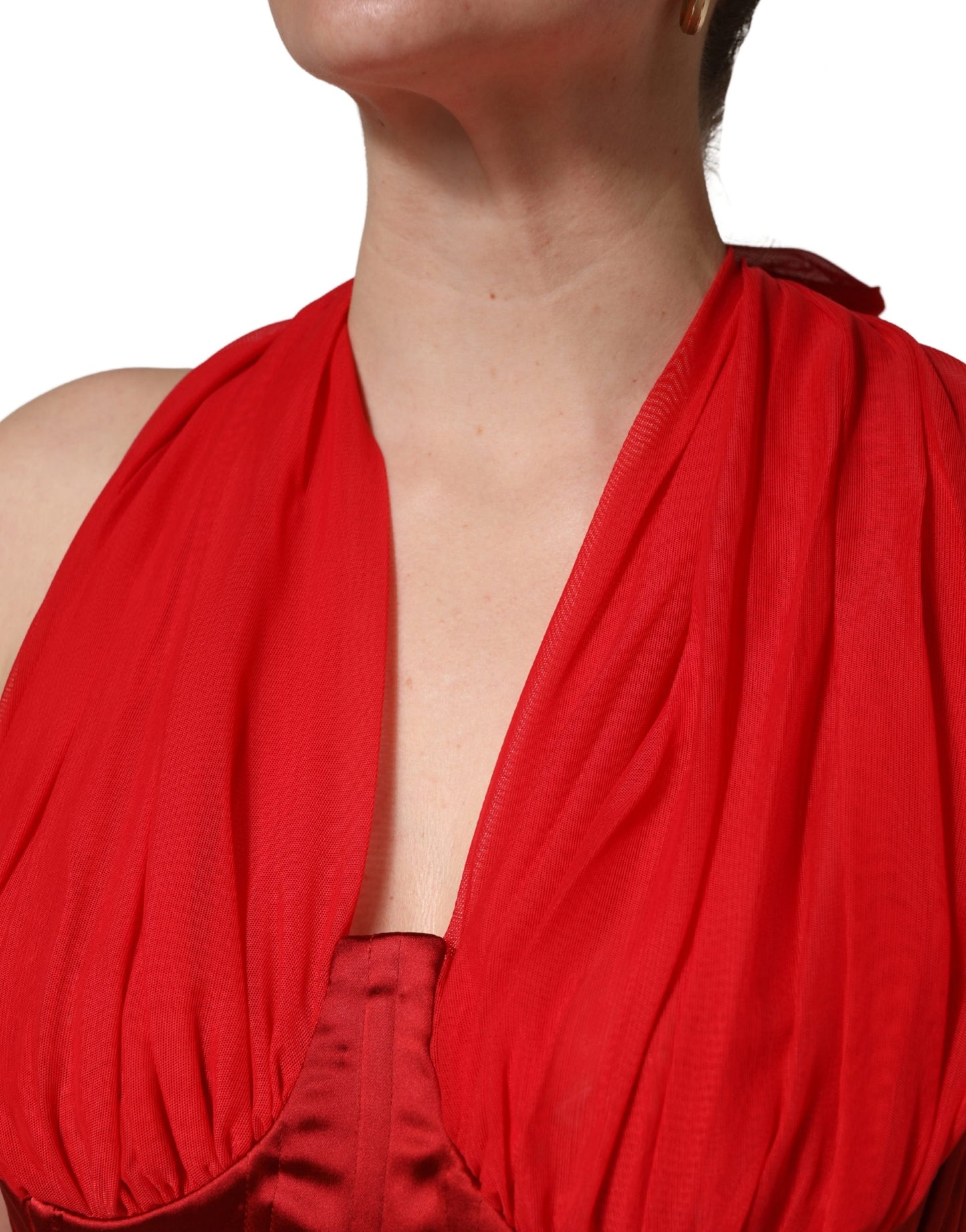 Dolce & Gabbana Rotes Korsett-Kleid mit Neckholder und ohne Ärmel