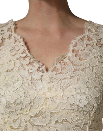 Dolce & Gabbana Elfenbeinfarbenes Spitzen-Etuikleid