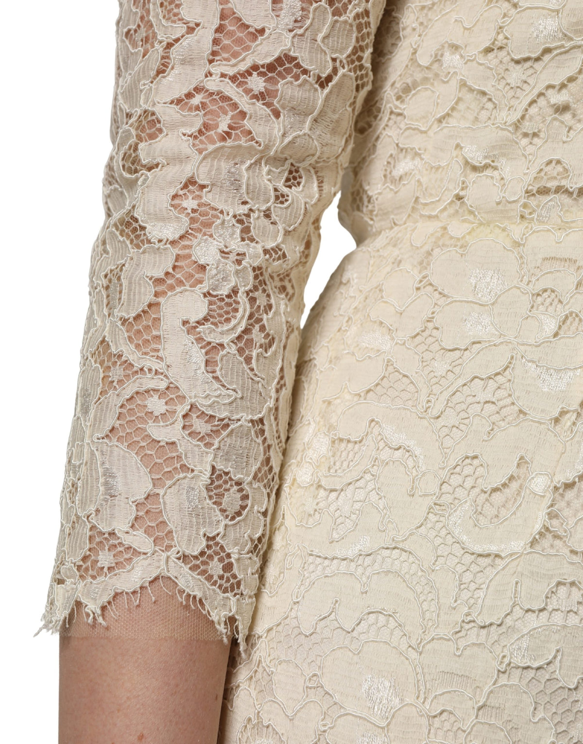 Dolce & Gabbana Elfenbeinfarbenes Spitzen-Etuikleid