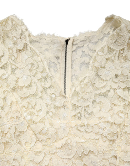 Dolce & Gabbana Elfenbeinfarbenes Spitzen-Etuikleid