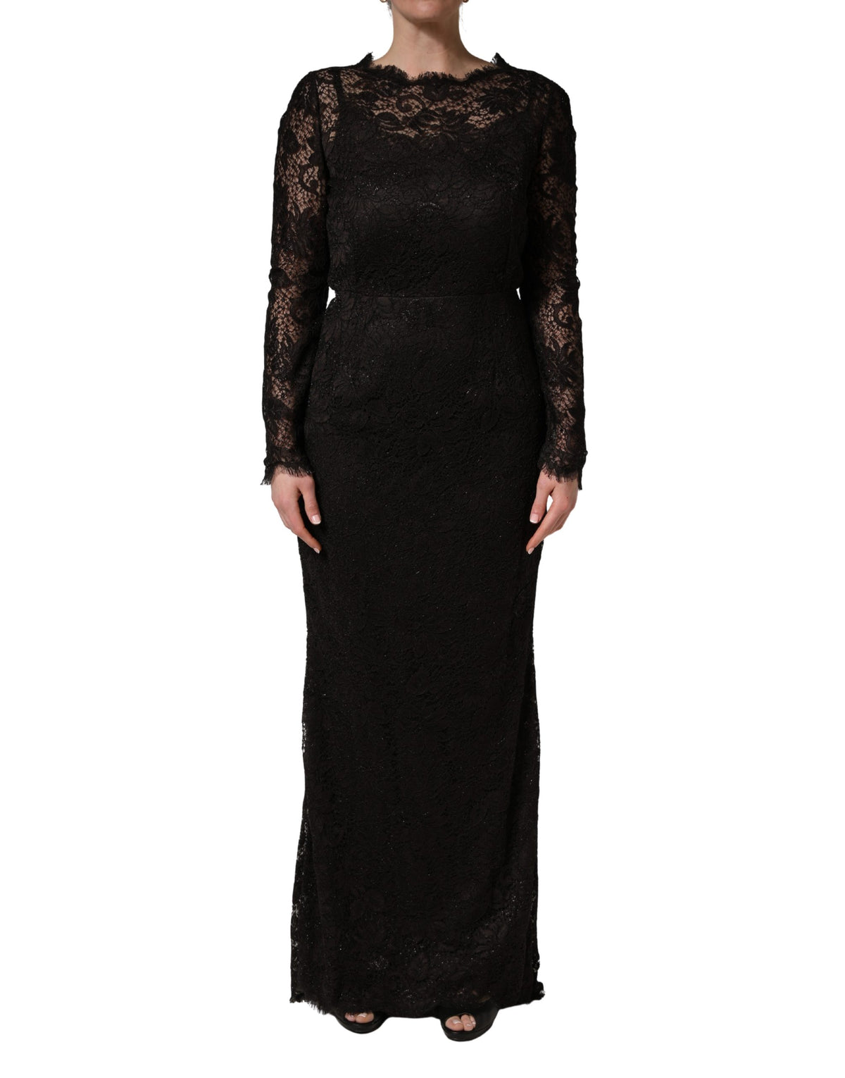 Dolce & Gabbana Schwarzes Etuikleid aus floraler Spitze