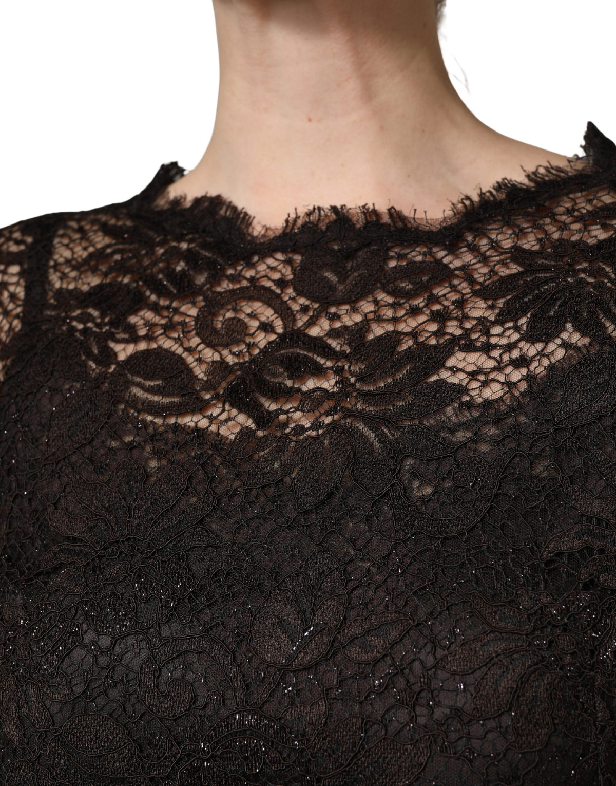Dolce & Gabbana Schwarzes Etuikleid aus floraler Spitze