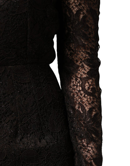 Dolce & Gabbana Schwarzes Etuikleid aus floraler Spitze