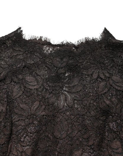 Dolce & Gabbana Schwarzes Etuikleid mit Blumen-Spitze, lang, Maxi-Länge