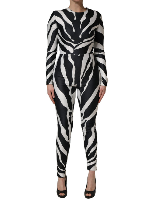 Dolce & Gabbana Schwarz-weißer Zebra-Jumpsuit