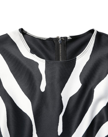 Dolce & Gabbana Schwarz-weißer Polyester-Jumpsuit mit Zebramuster
