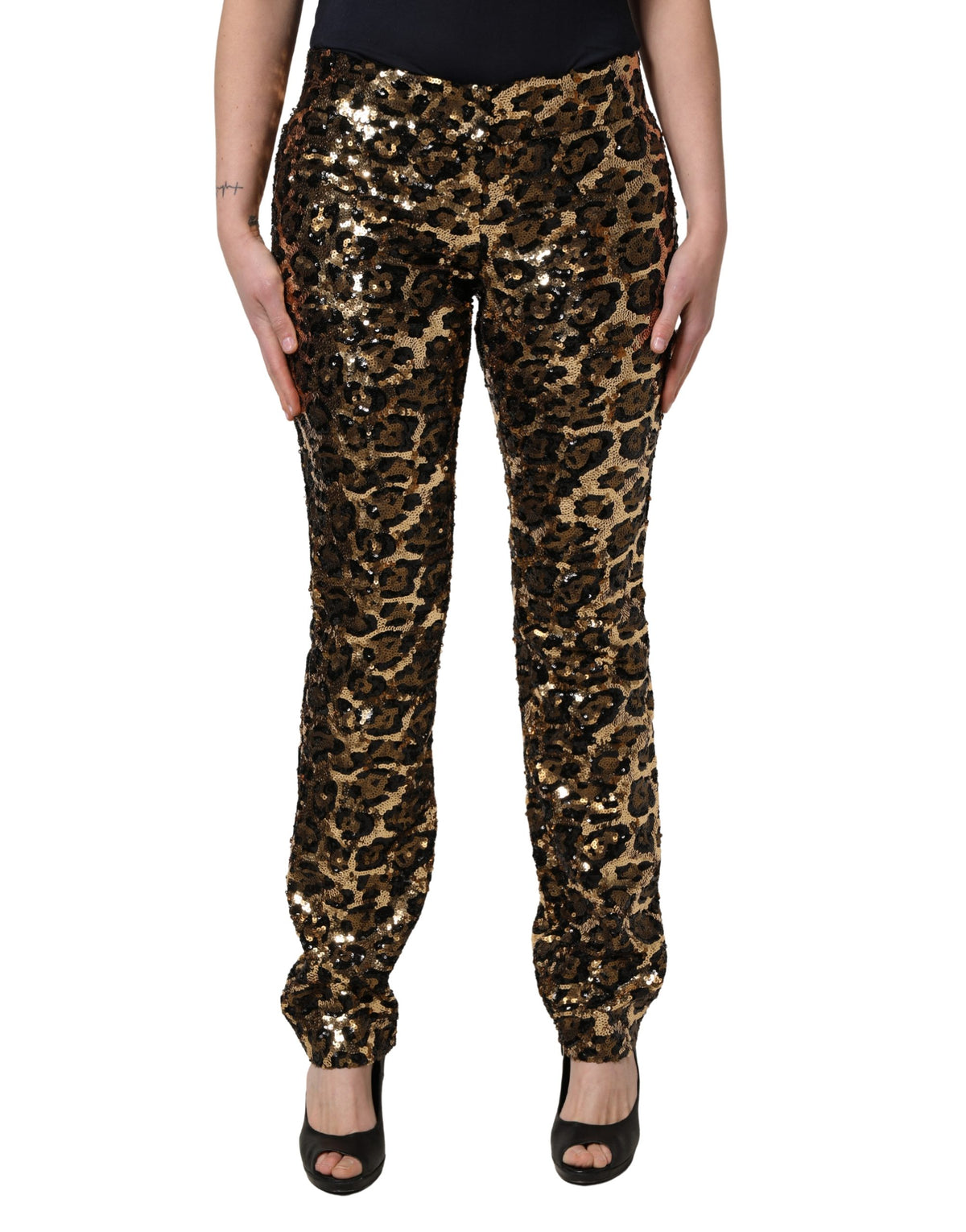 Dolce & Gabbana Gold Polyester Trousers
