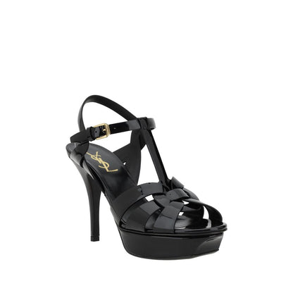 Saint Laurent Schwarze Bos Taurus Kalbsleder-Sandalen mit Stilettoabsatz