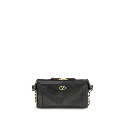 Valentino Garavani Schwarze Lammleder Schultertasche Ovis Aries Aries