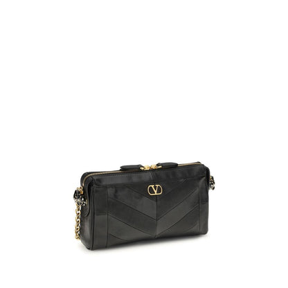 Valentino Garavani Schwarze Lammleder Schultertasche Ovis Aries Aries