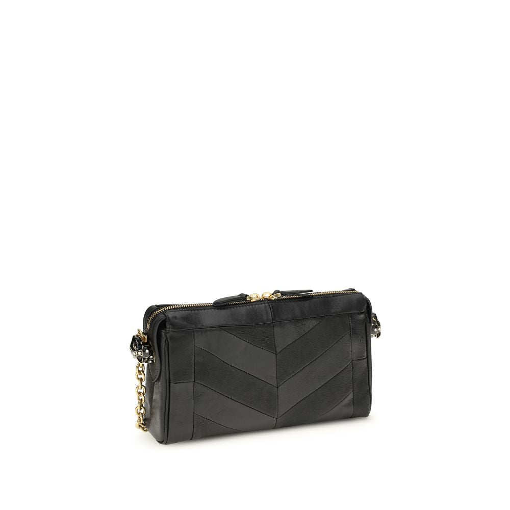 Valentino Garavani Schwarze Lammleder Schultertasche Ovis Aries Aries