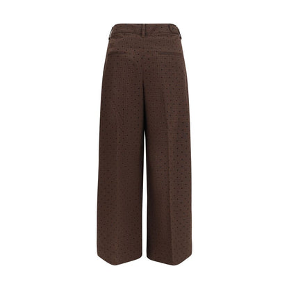 Ganni Braune Freizeithose aus Elasthan
