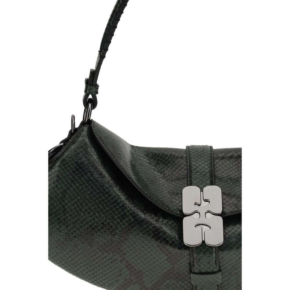 Ganni Schultertasche aus recyceltem Leder in Blau
