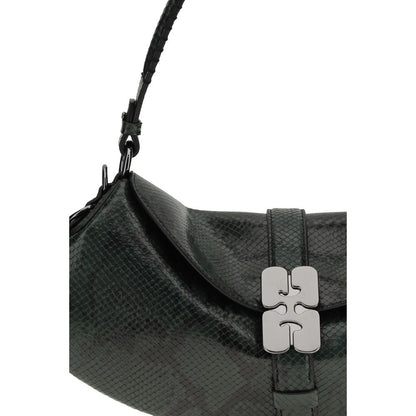 Ganni Schultertasche aus recyceltem Leder in Blau