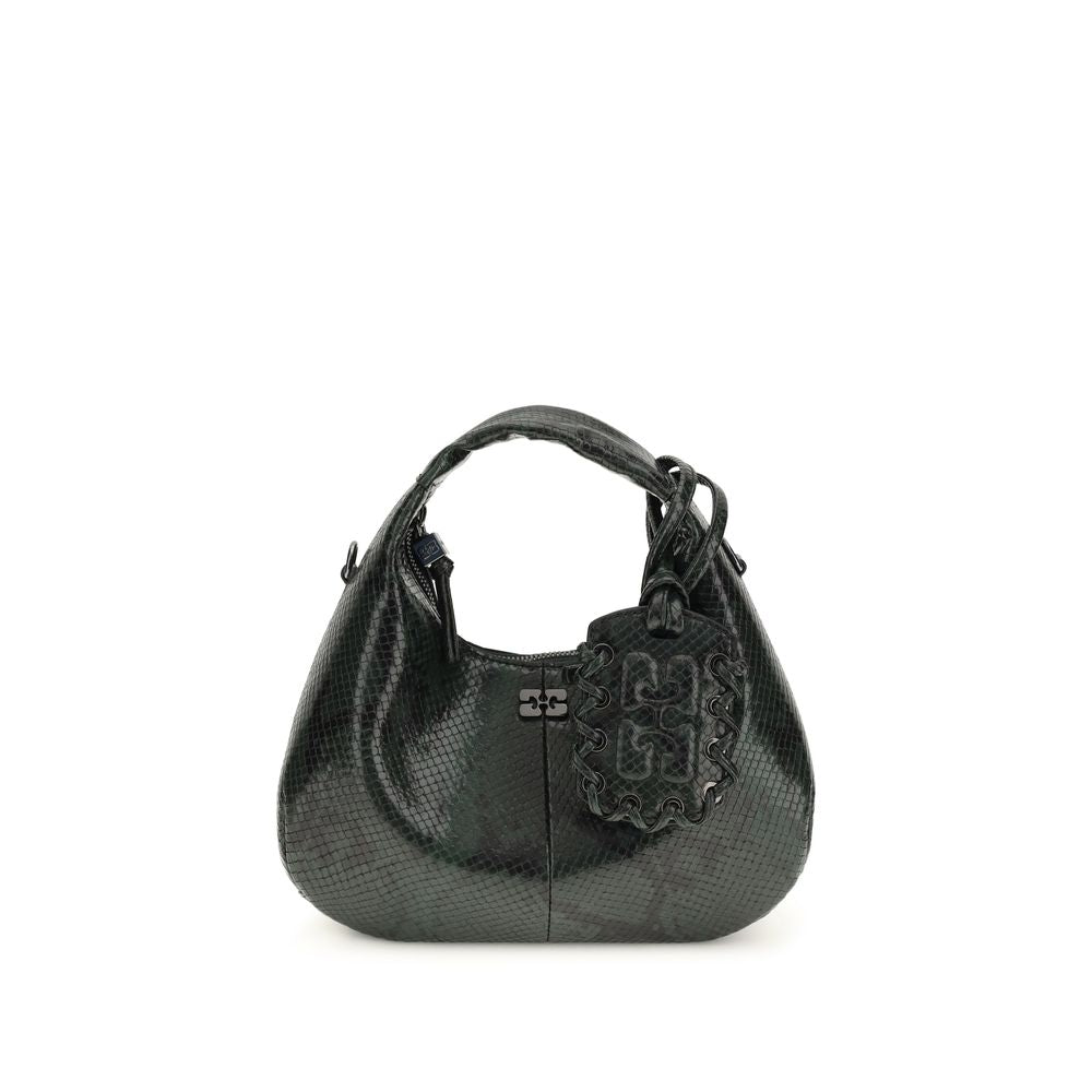 Ganni Schwarze Handtasche aus recyceltem Polyester