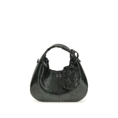 Ganni Schwarze Handtasche aus recyceltem Polyester