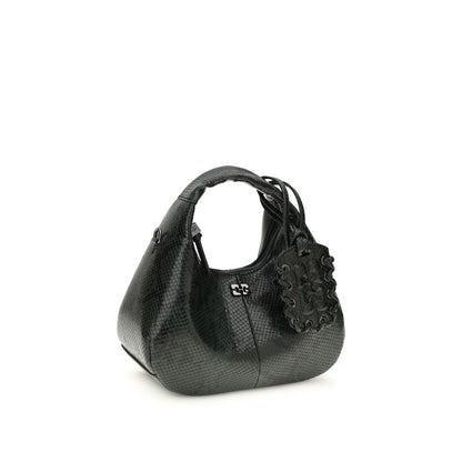 Ganni Schwarze Handtasche aus recyceltem Polyester