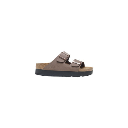 Birkenstock Braune Kunstleder-Plateau-Sandalen