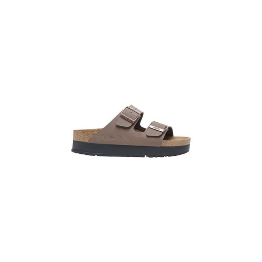 Birkenstock Braune Kunstleder-Plateau-Sandalen