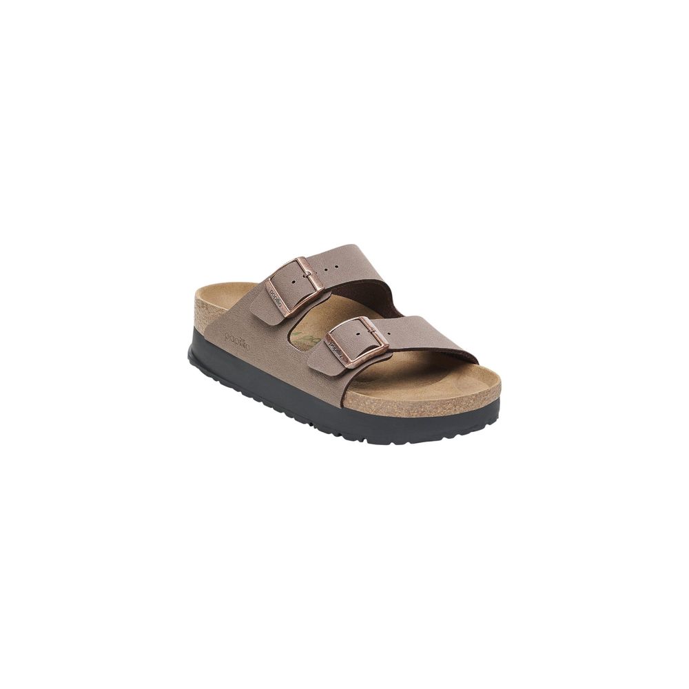 Birkenstock Braune Kunstleder-Plateau-Sandalen