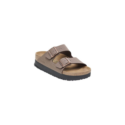 Birkenstock Braune Kunstleder-Plateau-Sandalen