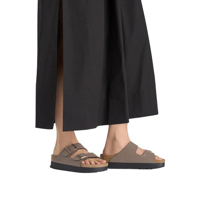Birkenstock Braune Kunstleder-Plateau-Sandalen