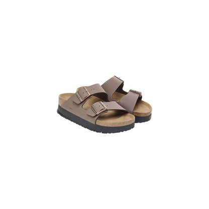 Birkenstock Braune Kunstleder-Plateau-Sandalen