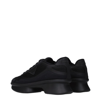 Prada Schwarze Stoff-Sneaker mit niedrigem Schaft