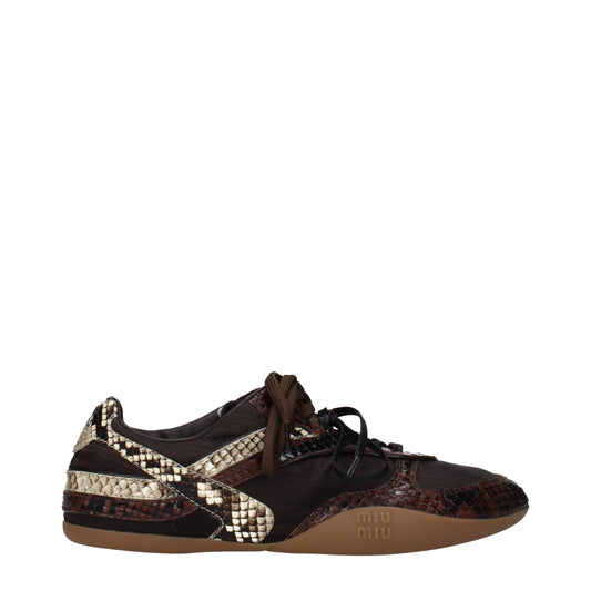 Miu Miu Braune Stoff-Sneaker mit niedrigem Schaft