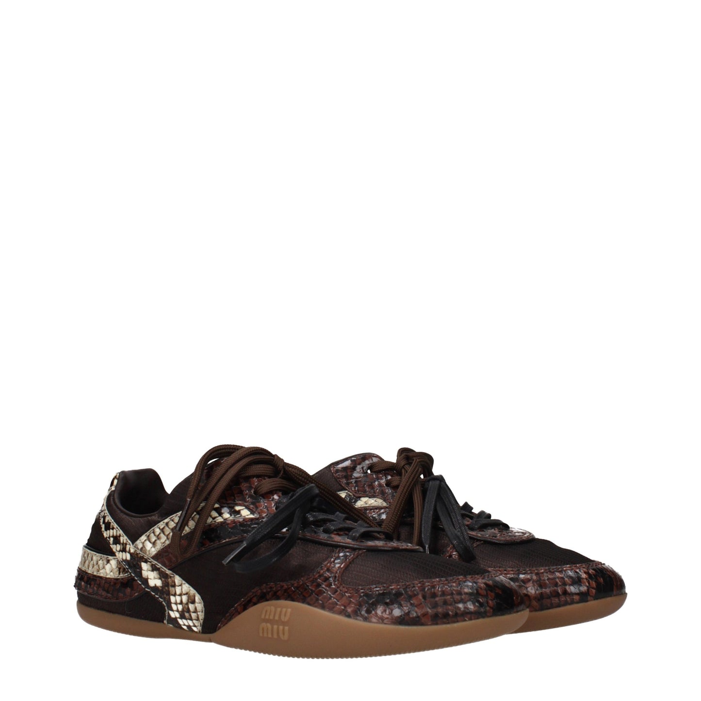 Miu Miu Braune Stoff-Sneaker mit niedrigem Schaft