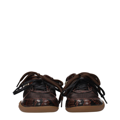 Miu Miu Braune Stoff-Sneaker mit niedrigem Schaft